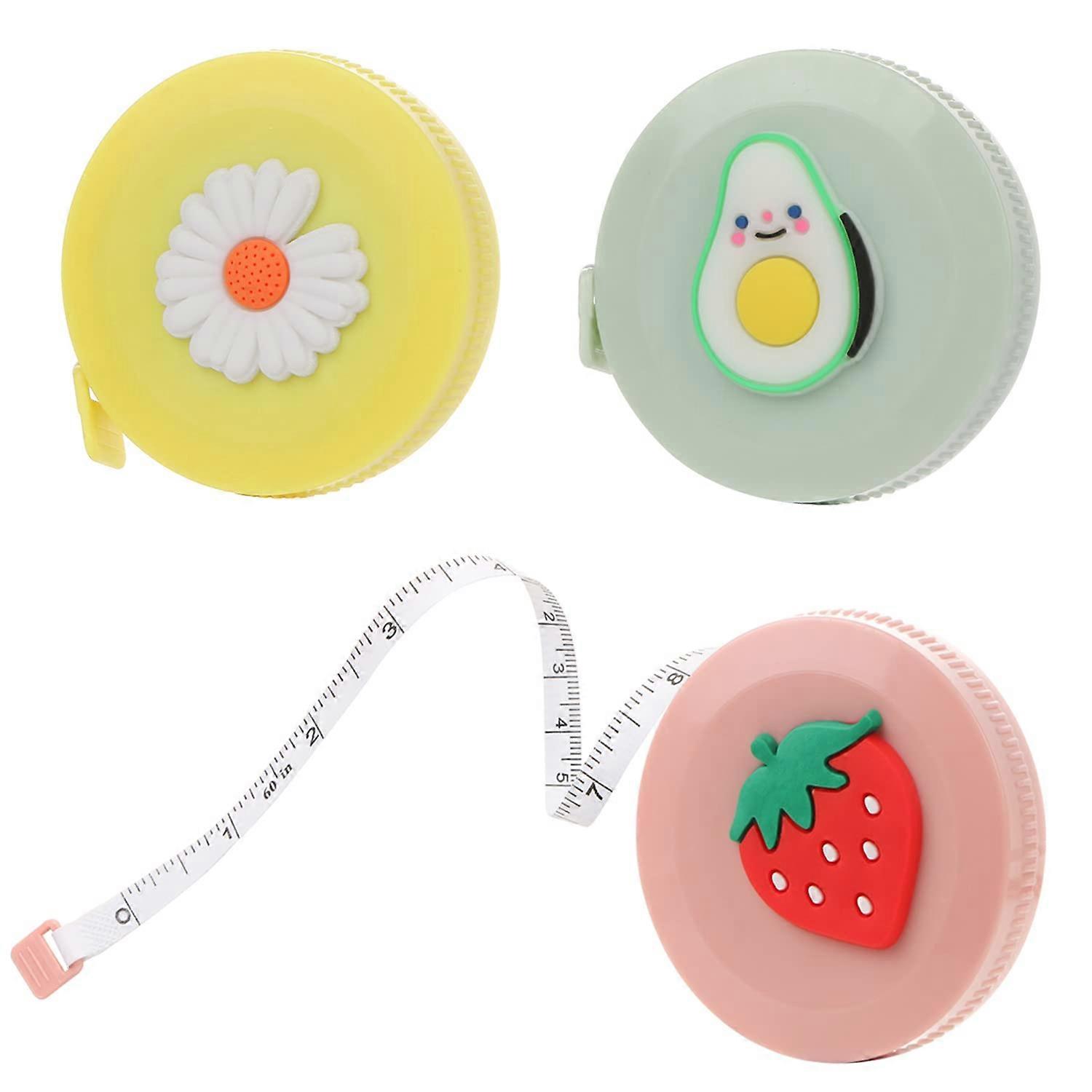 3 Pack Retractable Measuring Tapes, Mini Soft Cartoon Measurements