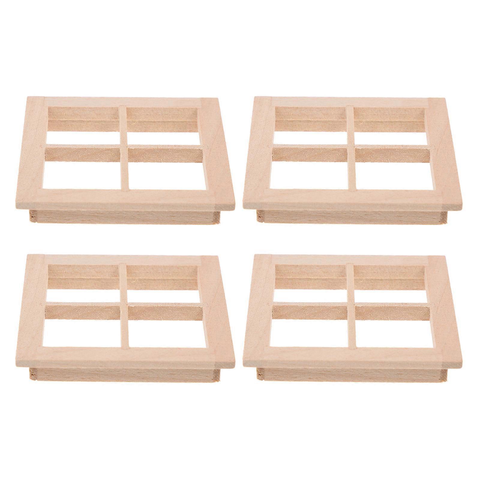 Durable Synthetic Beige Window Frame Model for Decor Craft 4pcs Mini Size
