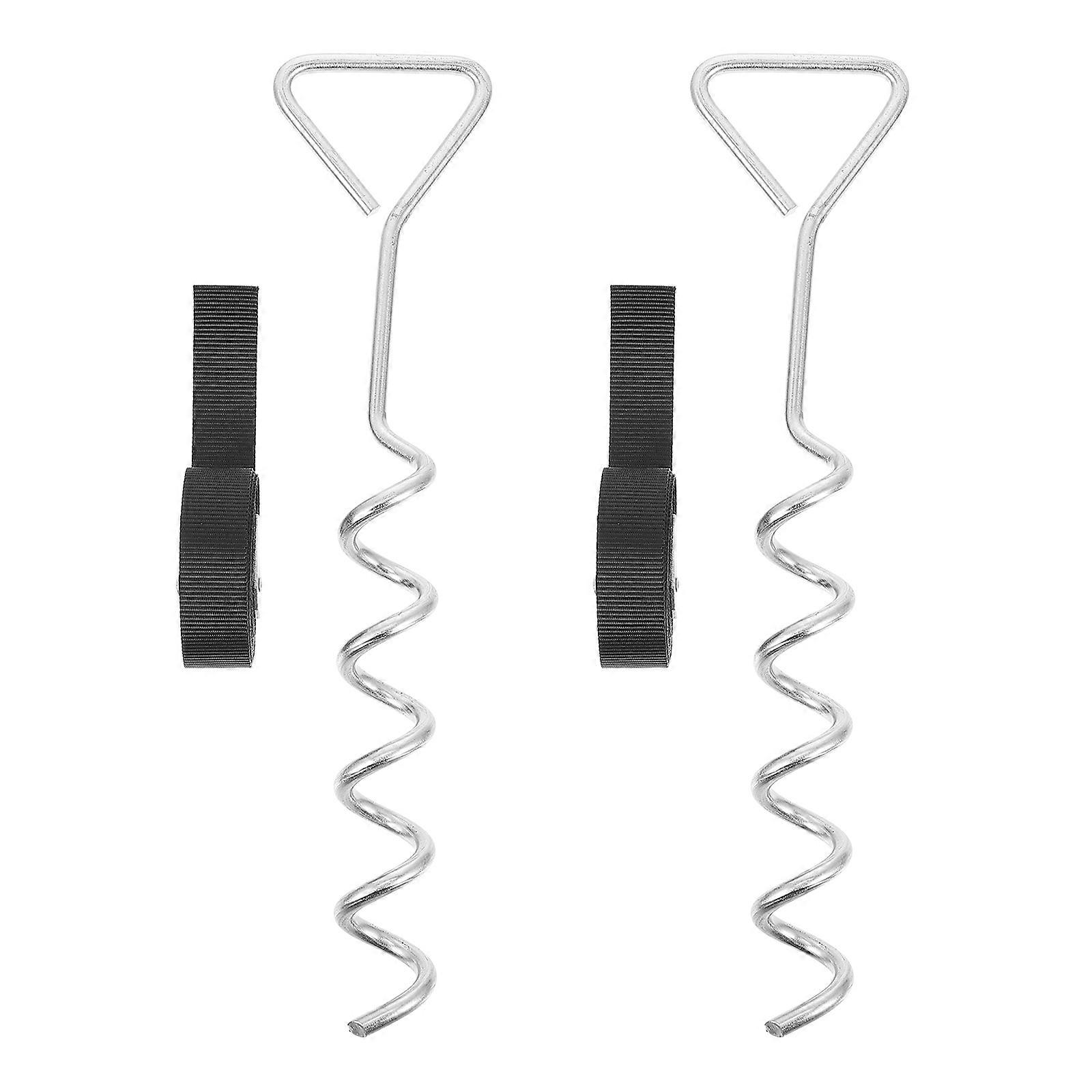 Multi-Purpose Trampoline Stakes With Steel Buckle Strap Outdoor Dog Fixing Equipment 38X8.5Cm For Securing Tents 1 Set