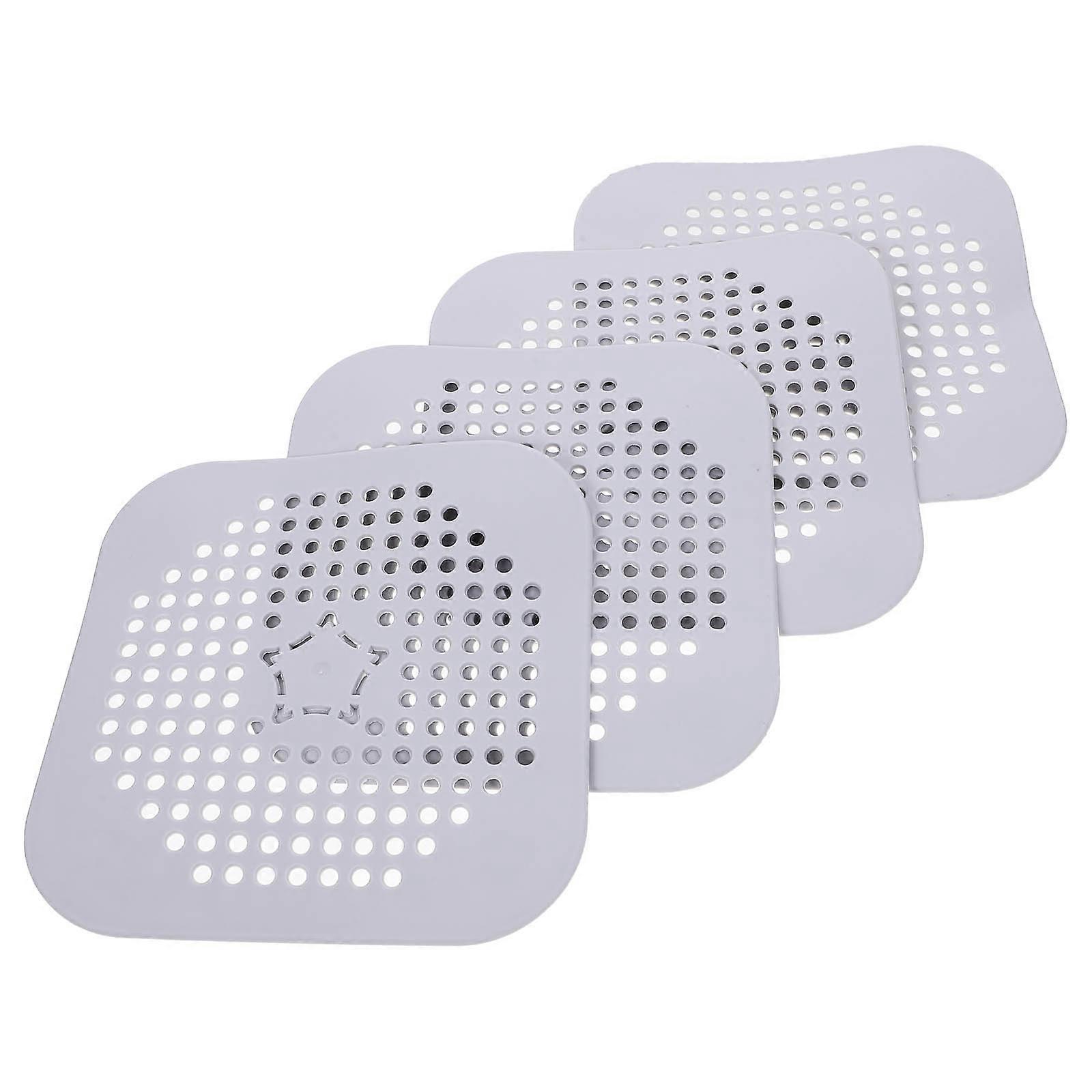 Bathroom Drain Cover Featuring Soft Silicone For Easy Cleaning Designed For Kitchen Use Sized 14X14X0.10CM In Grey Color With 4Set