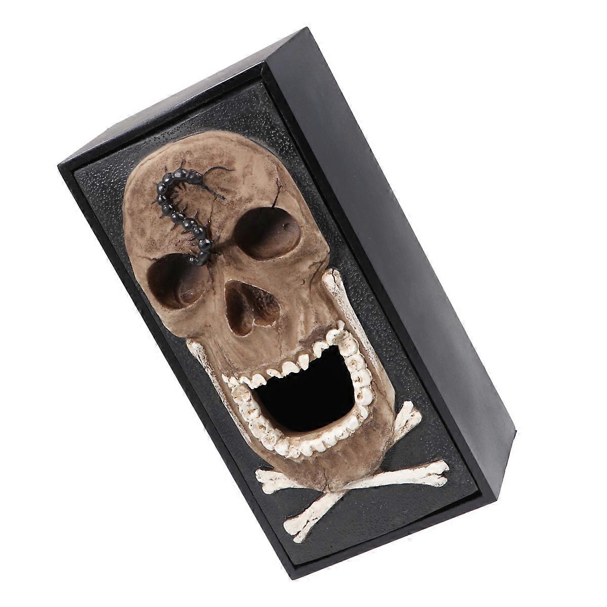 Unique Black Skull Face Tissue Box Cover For Halloween Easter Home Decor In 1Set