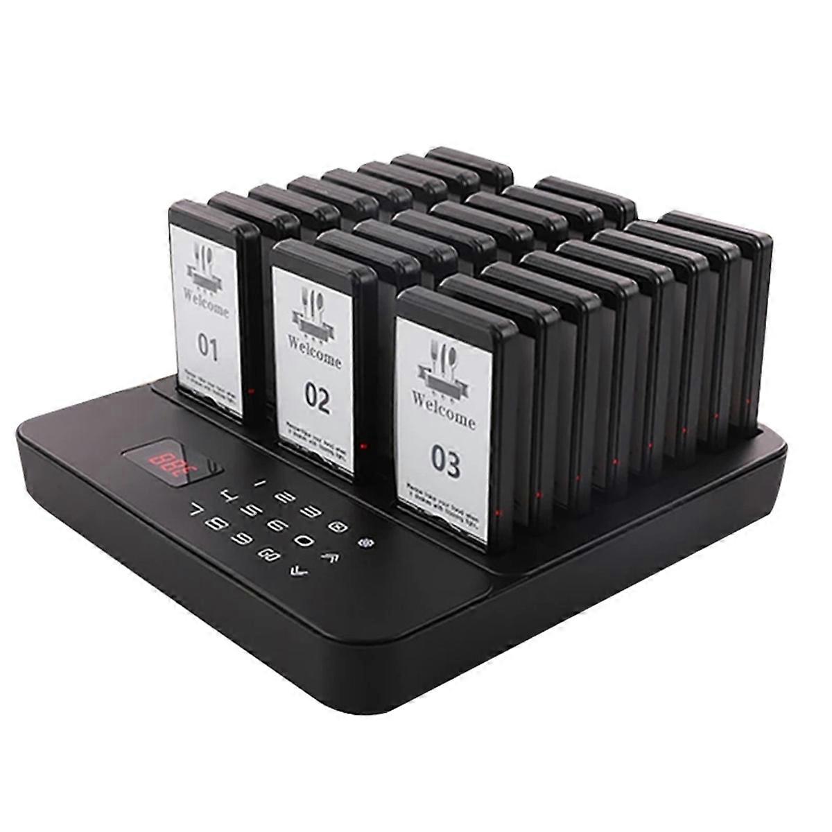 Wireless Restaurant Pager Food Truck 24 Coasters Buzzer EU Plug