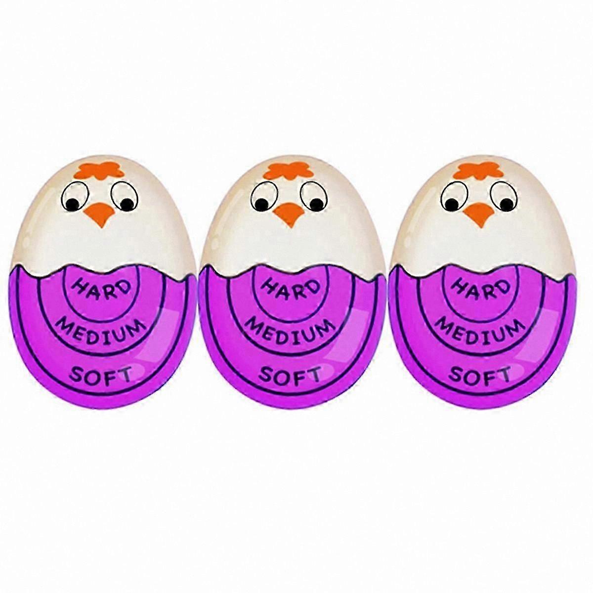 Adjustable Egg Timer for Perfectly Boiled Eggs, Soft or Hard, Changes Color When Ready, Safe & Reusable (3-Pack, Purple)