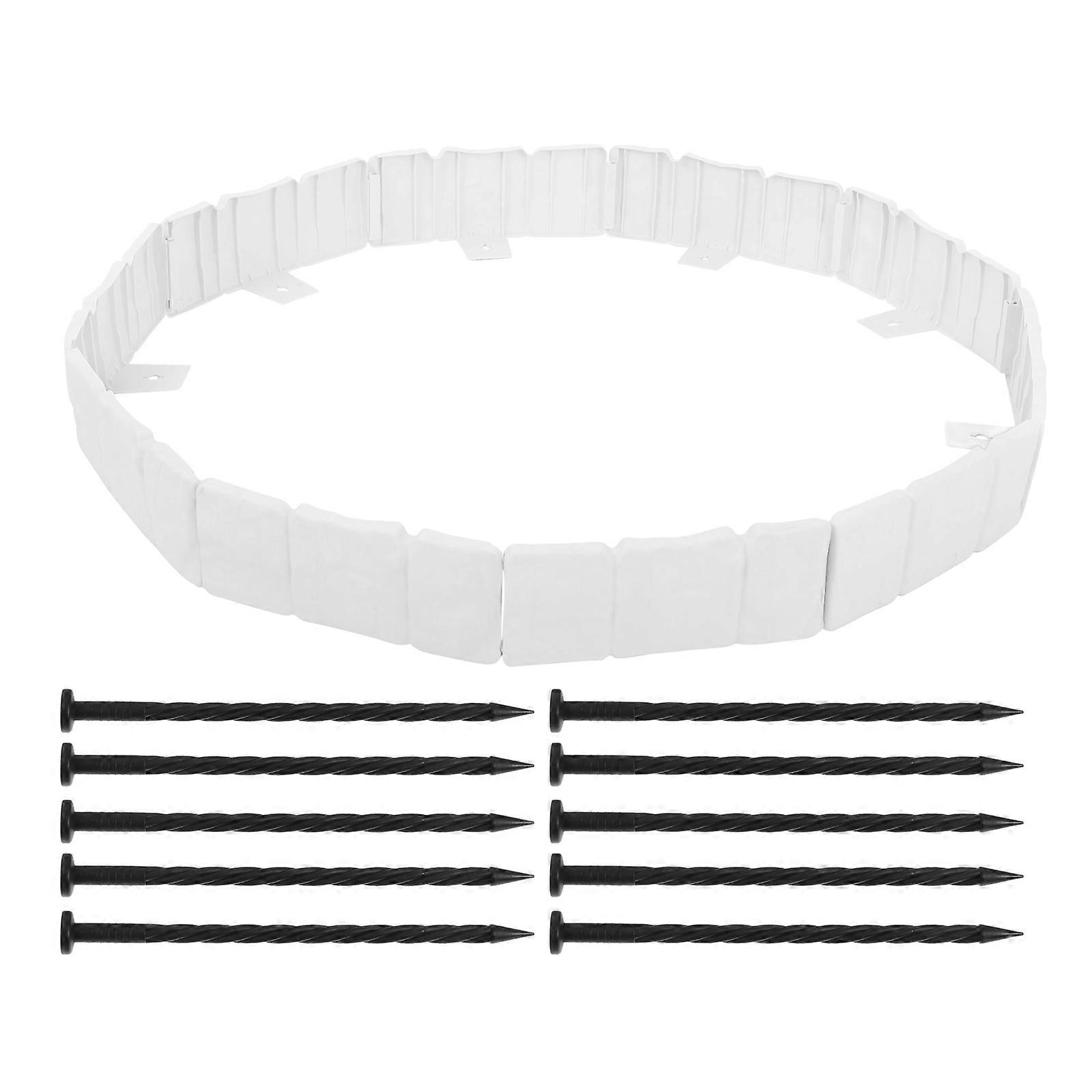 White Plastic Landscape Edging Border for Garden Decoration with Stone Look and Easy Installation 10 Pieces