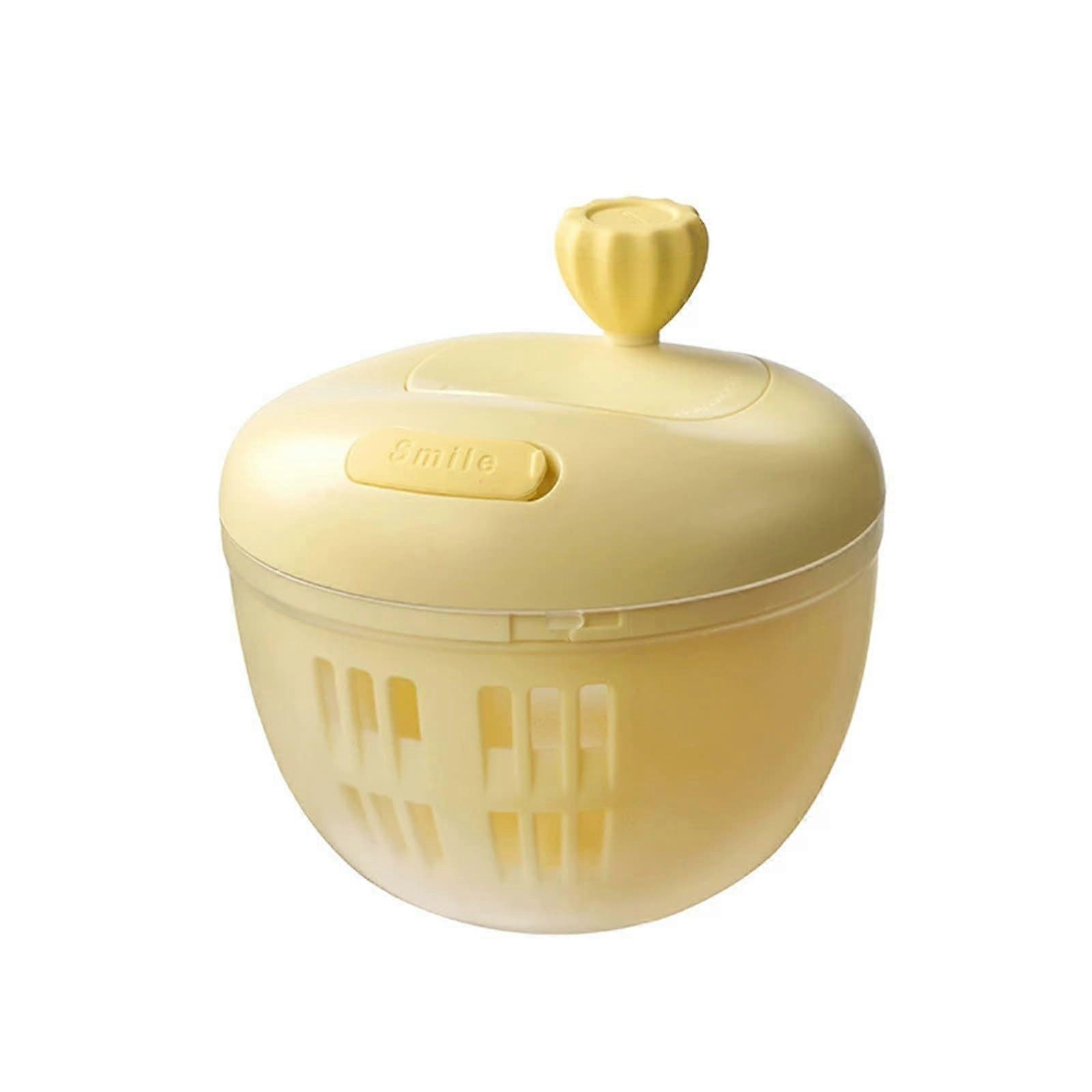 Salad Spinner 800ml Capacity Small Yellow With Colander Non Slip Base For Leafy Vegetables