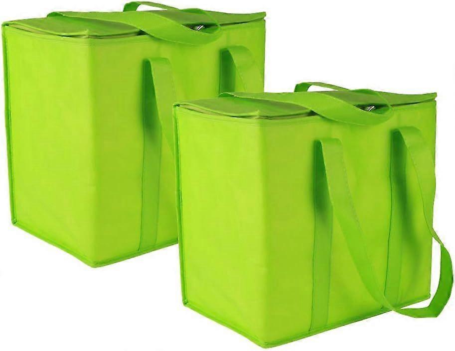 Reusable Insulated Grocery Bags in Green, Stand Upright, Double The Sturdy