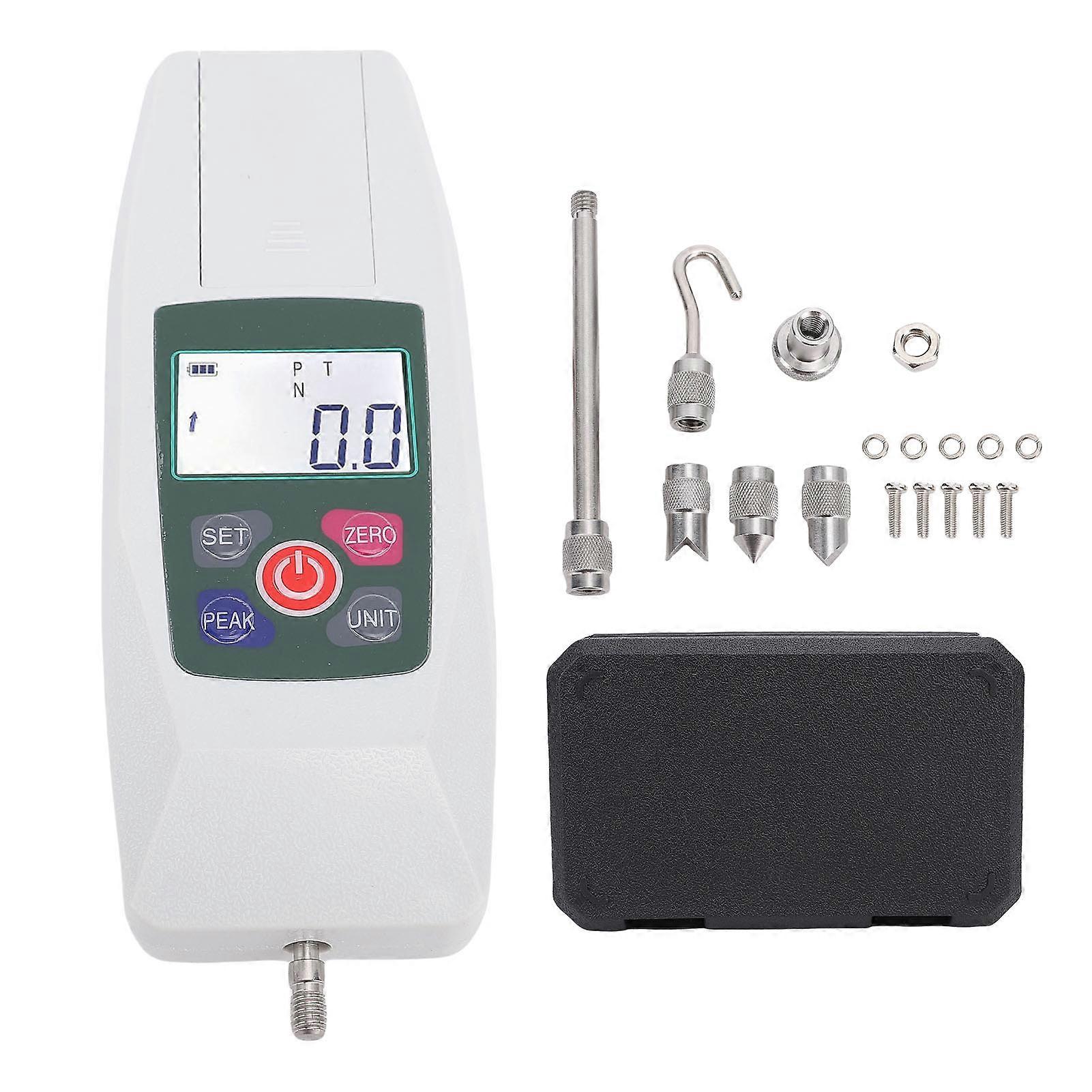 Digital Push Pull Dynamometer 500N Force Meter Portable with Units N LB Kg Oz Storage Box Backlit LCD Auto Power Off