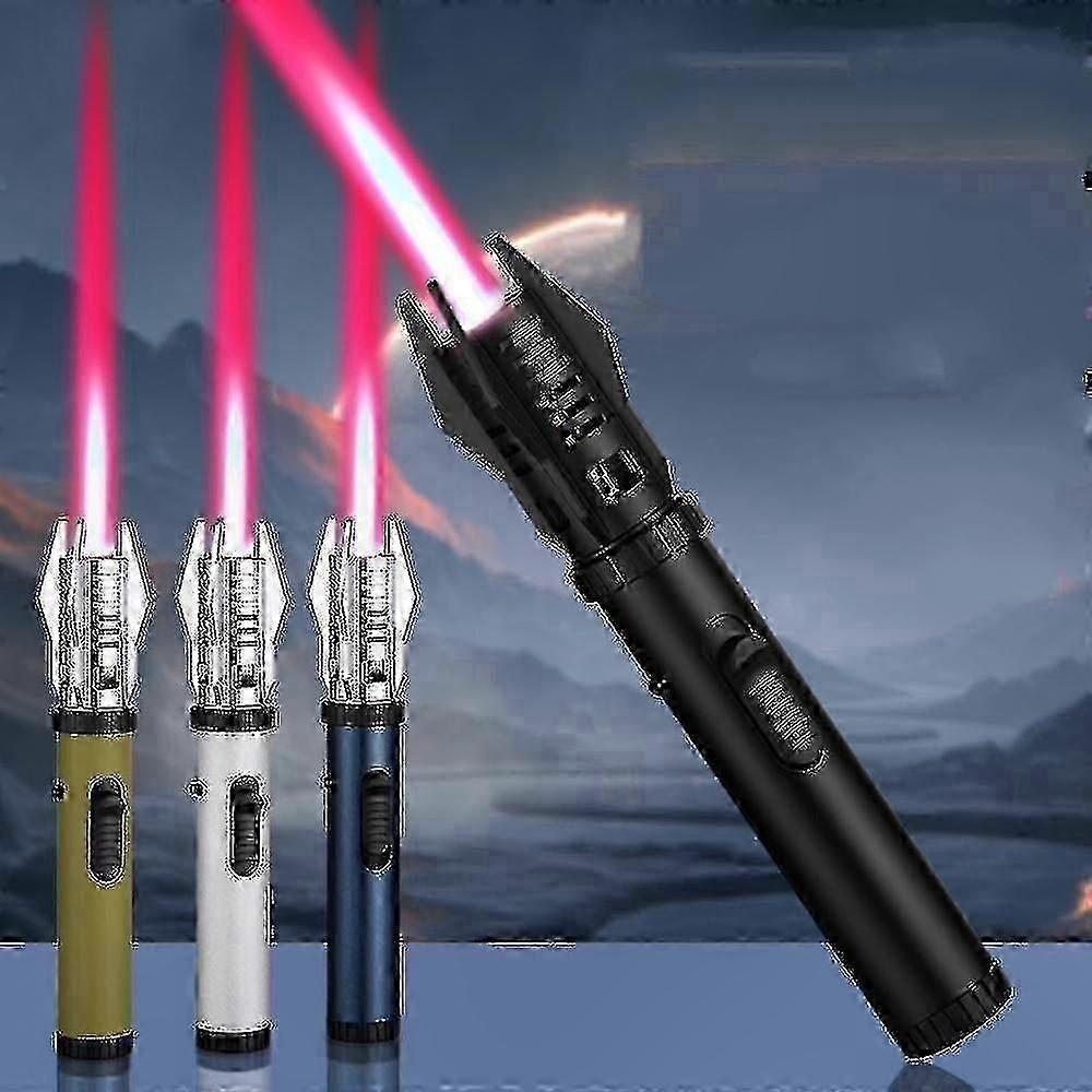 Refillable Jet Flame Lighter with Lightsaber Design for Camping, BBQ, and Candle Use (Butane Gas Not Included)