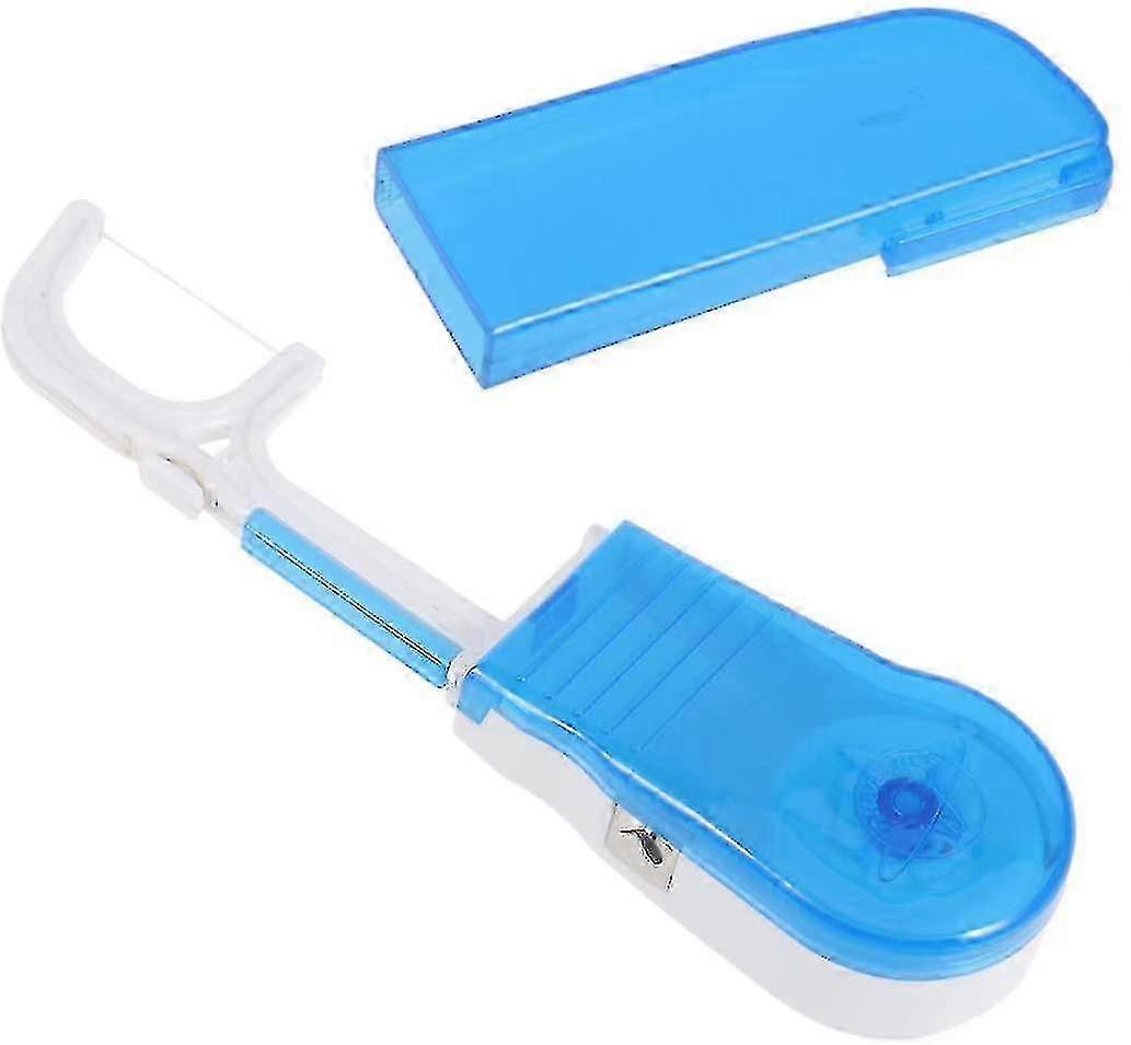 Blue Replaceable Dental Floss Handle Built- In 30- Meter Teeth Coil, Safety