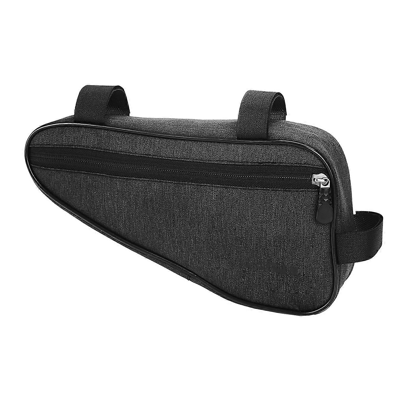 Bike Handlebar Organizer Bag with Expandable Capacity Polyester Construction Triangular Pouch for Cycling Essential  Black Universal code