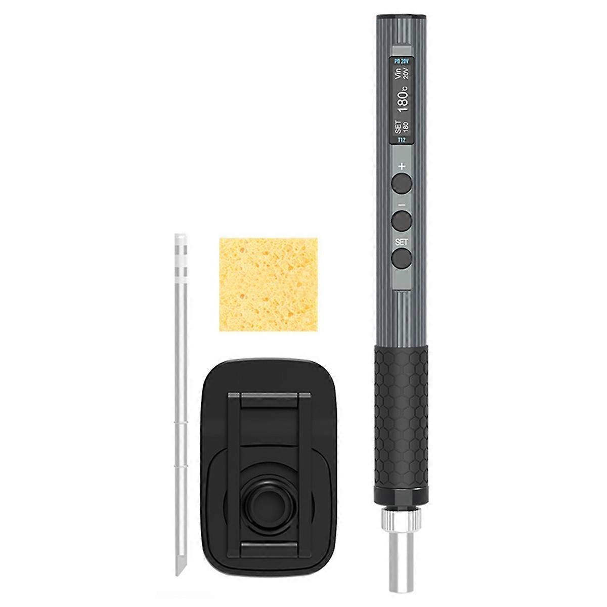 65W Portable T12 Electric Soldering Iron PD QC Rapid Heating Soldering Pen Temp Calibration Voltage Adjust