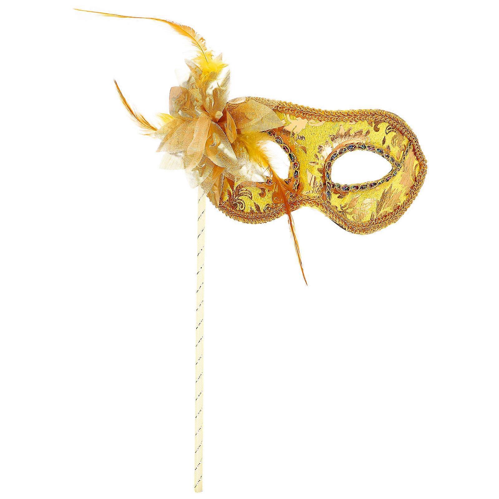 Masquerade Half Face Mask With Plume For Women Ideal For Parties And Performances 1Pcs