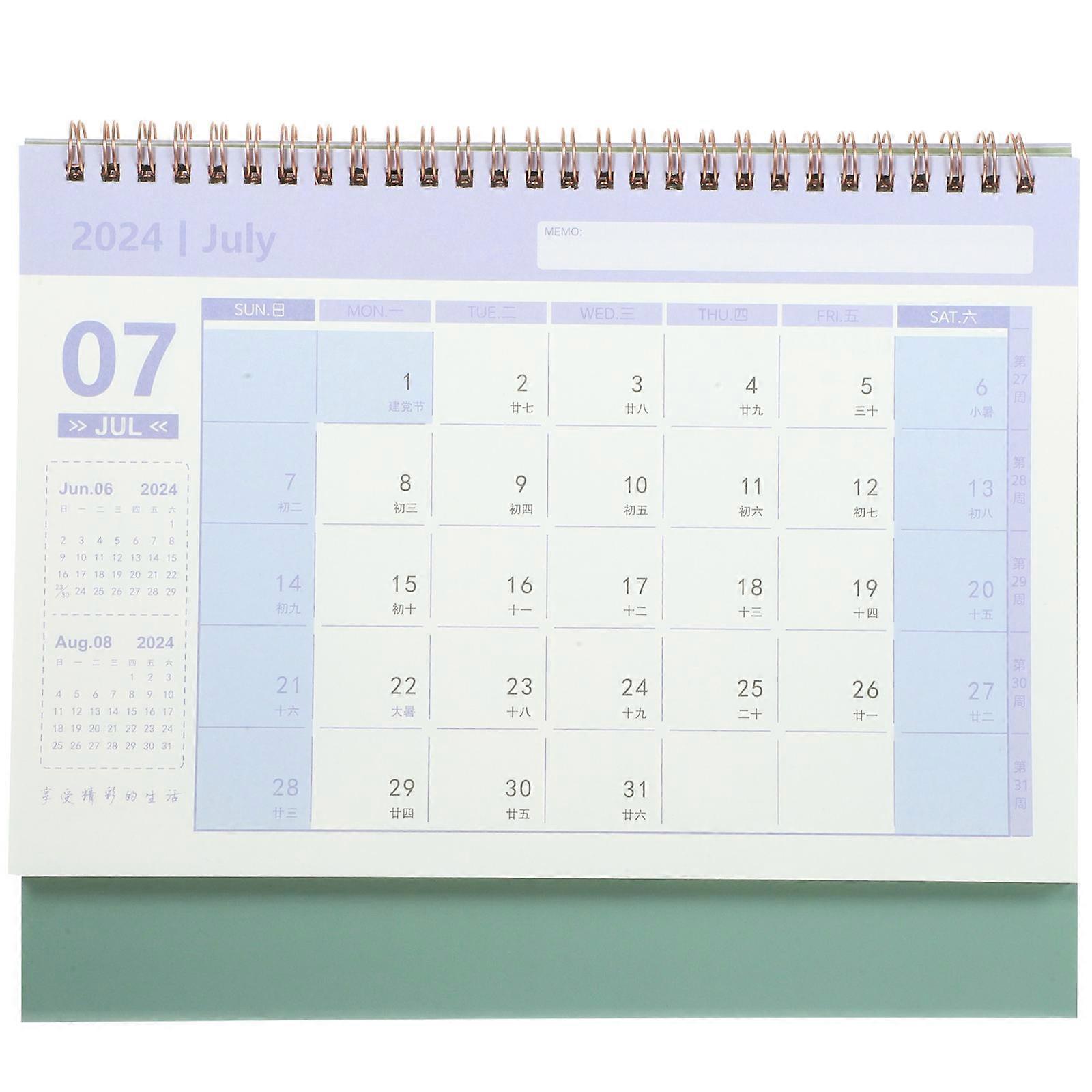 Green Desktop Calendar With Delicate Workmanship Suitable For Teachers And Students 25.50X21.00X8.00CM 1Pack