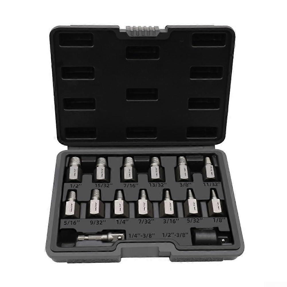 Screw Extractor Set 15Piece With Multi Hex Heads Chrome Steel For Removal Of Damaged Fasteners
