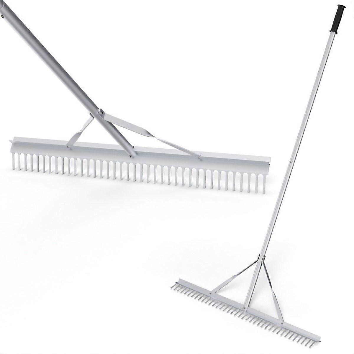 Aluminium garden rake with 91 cm wide rake head 91 x 10 x 174 cm silver
