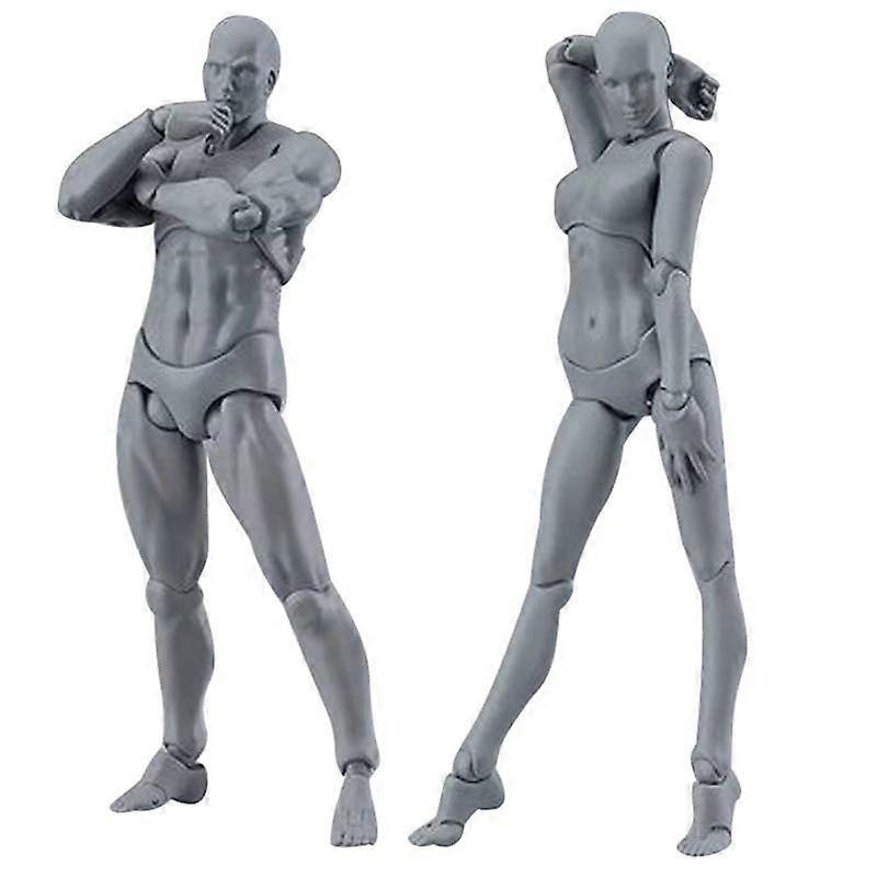 Luxora Action Figure Body Kun & Chan 2 Pcs Drawing Mannequin Set Pvc Movebale Action Model Desk Decor For