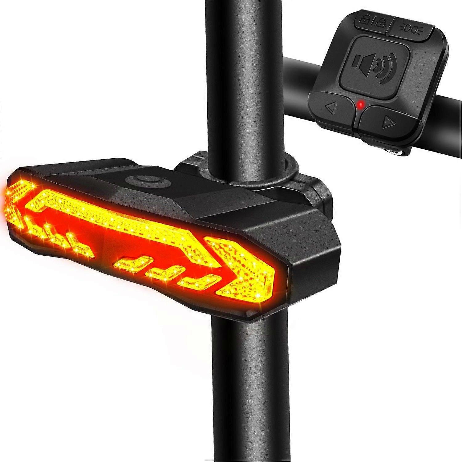 Bicycle Turn Signals, Bike Tail Light,Wireless Remote Control Rear Brake Light,with Horn Alarm,Anti-Theft Alarm,Auto On Off,USB Rechargeable,IP65 Outd