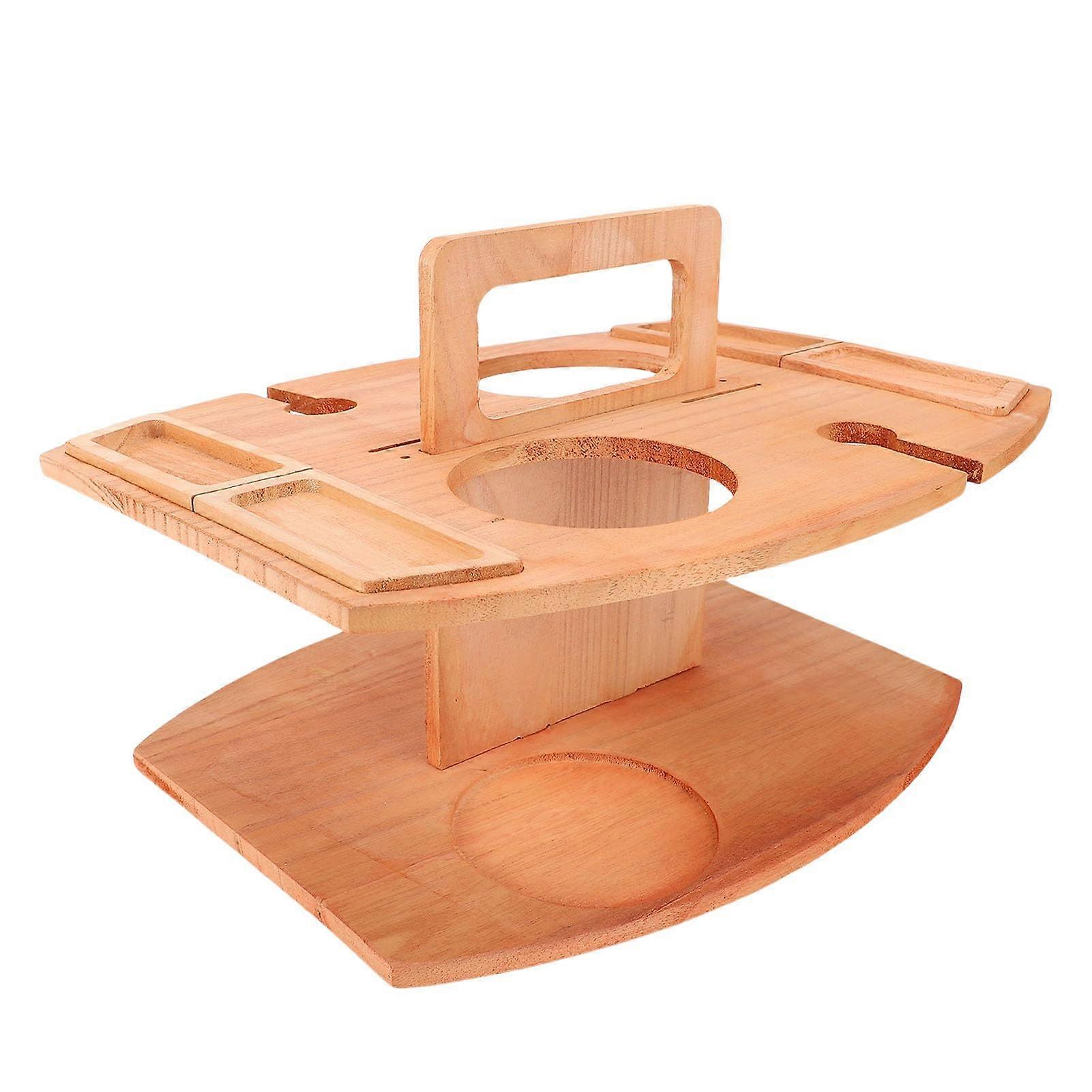 Portable Wine Picnic Table, Lightweight Paulownia Wood Tray, for Camping, Beach, Parties