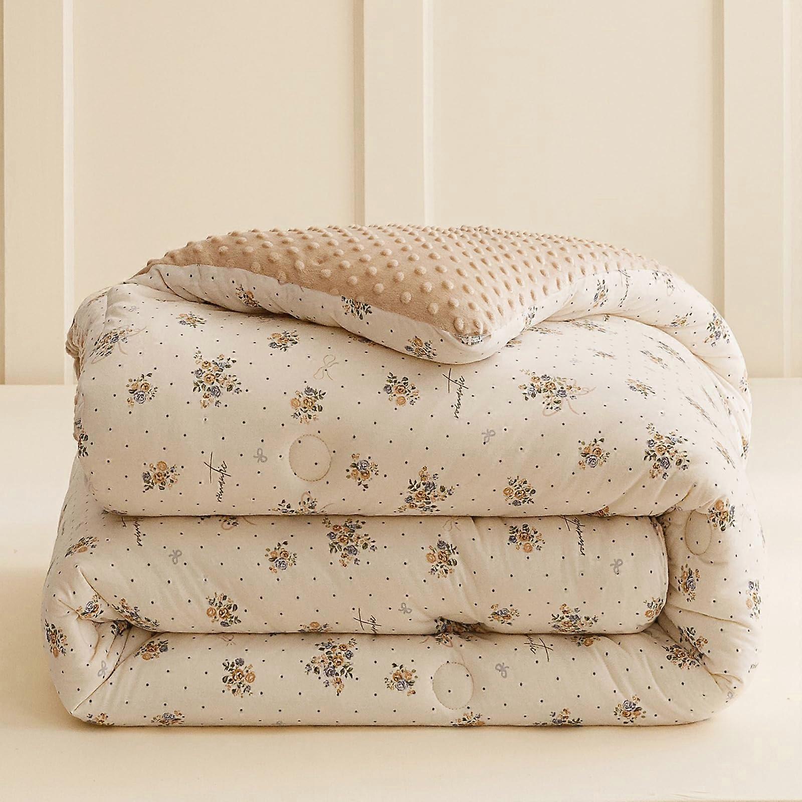 Queen Size Feather Down Fiber Comforter Duvet Insert Soft Cotton Cover All Season Color 3 180x220cm 2.5kg Corner Tabs