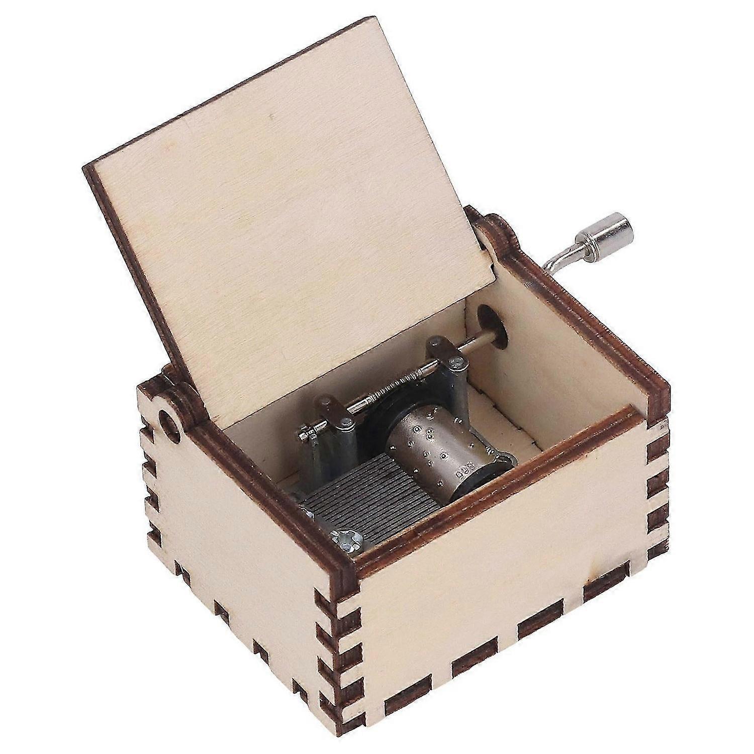 2025 أحدث طراز DIY صندوق موسيقى يدوي كرنك قلعة في خشب الصنوبر السماء