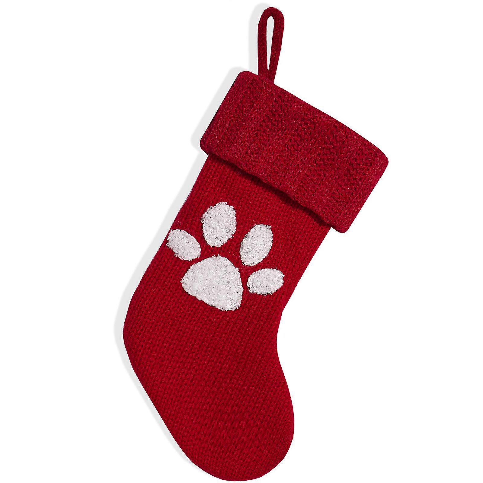 Christmas Stockings Cute Dog Paw Knife And Fork Set Holiday Decoration Ornaments Red White Gray