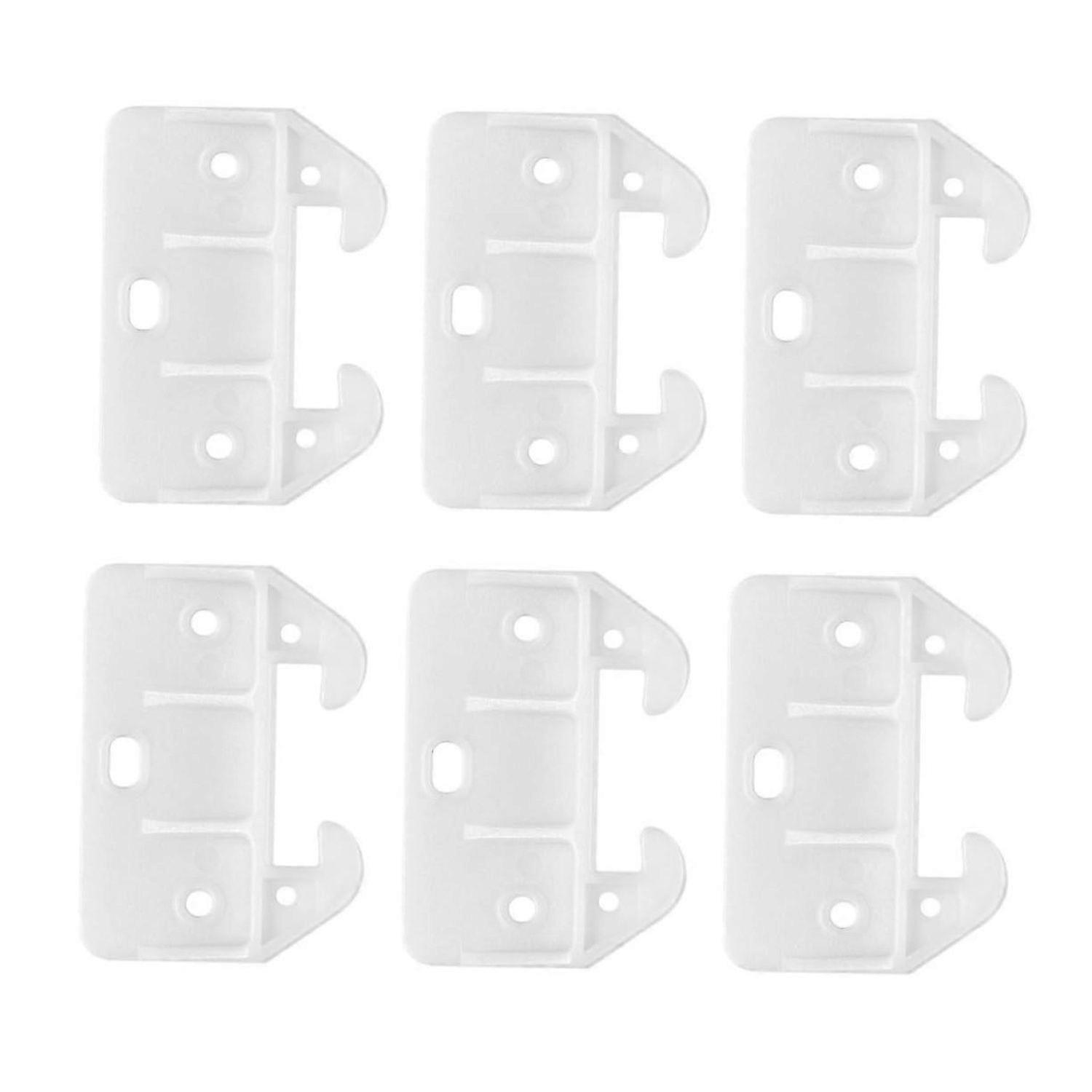 6Pcs Plastic Crab Hook Drawer Slide Drawer Slides Drawer Slides Dresser Drawer Guides Support Put Table White59*41mm -HK908