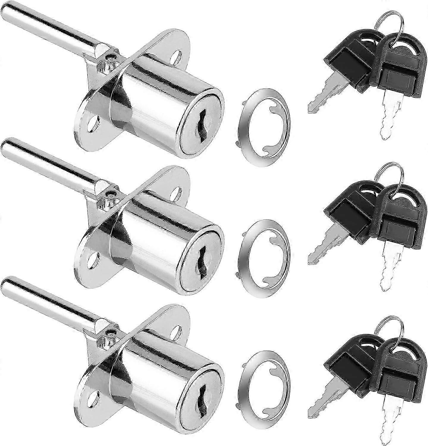 3pcs desk drawer lock, zinc alloy cabinet lock with key for file cabinets, clothes cabinets, display p