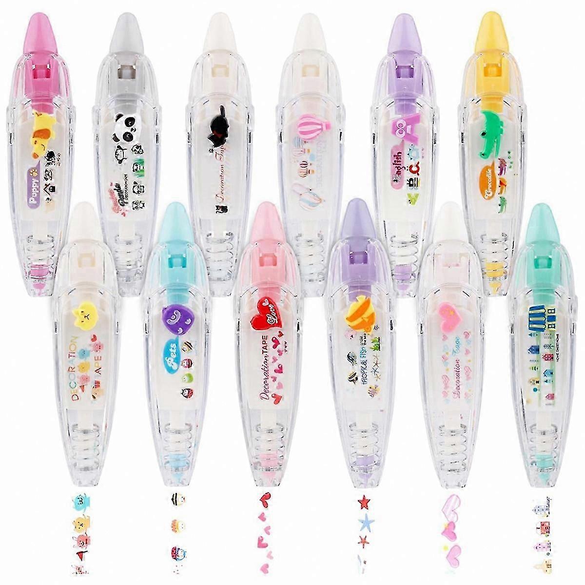 12-Pack Decorative Correction Tape Pens for Creative Crafting and Writing