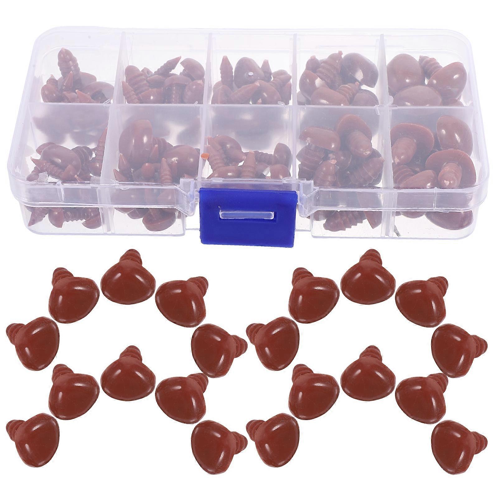 Plastic Safety Nose for Stuffed Doll Crafting with 100Pcs Coffee Color