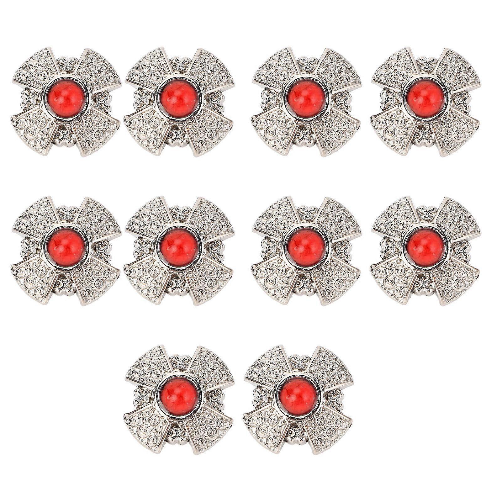 10 Set Colorful Gemstone Crossing Screw Back Buttons 19.5mm Red