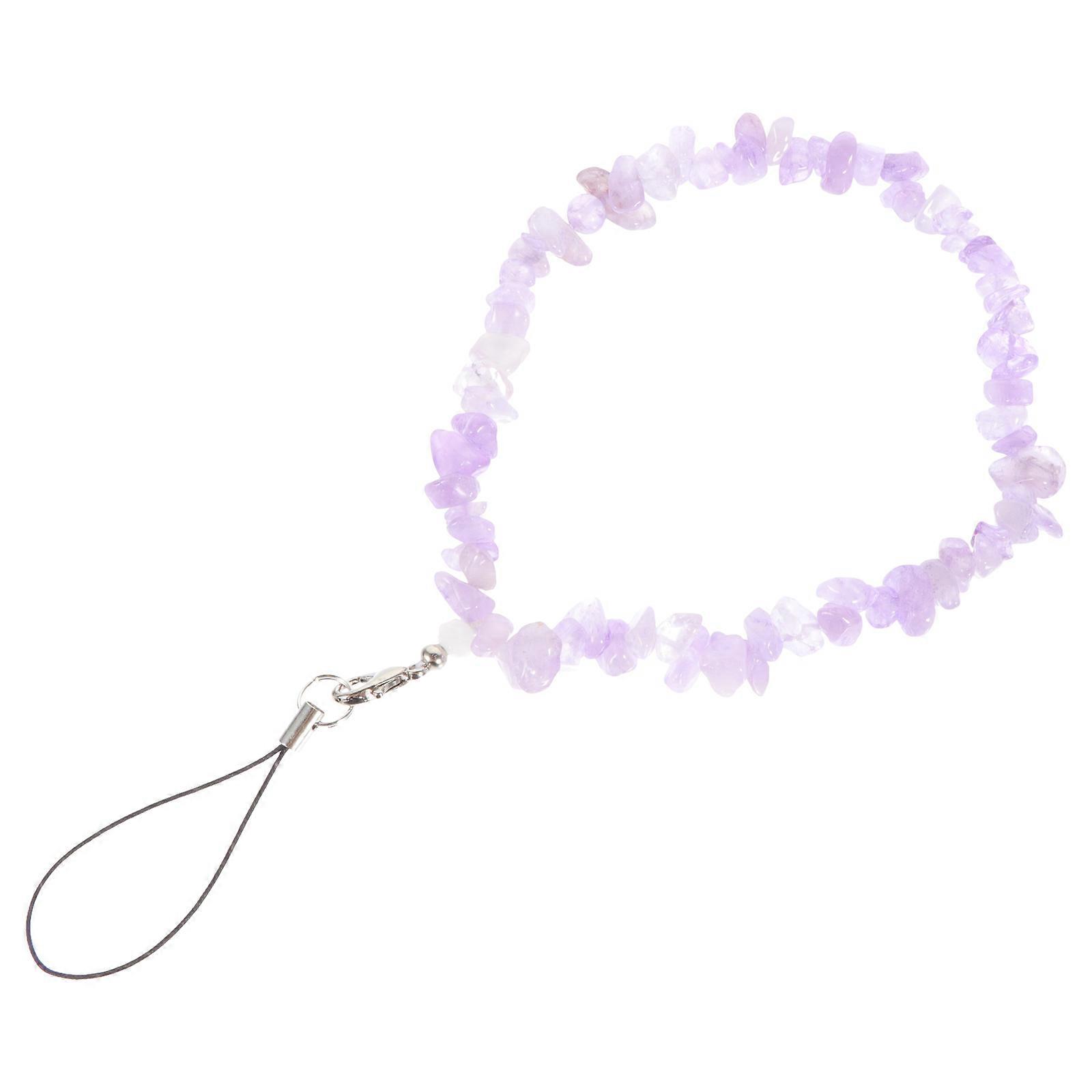 Purple Crystal Beaded Phone Wrist Chain for Anti-Lost 2Pcs Charm