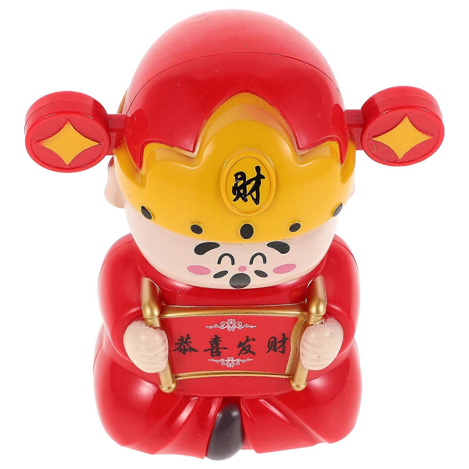 Solar Money God Figurine for Car Dashboard with 4Pcs Set