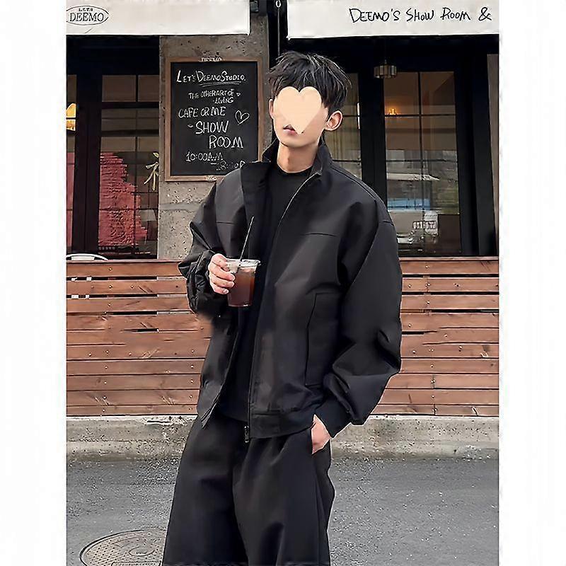 Black American Coach Flight Jacket For Men, A High-End, Cool And Tough Guy Coat With A Stand-Up Collar