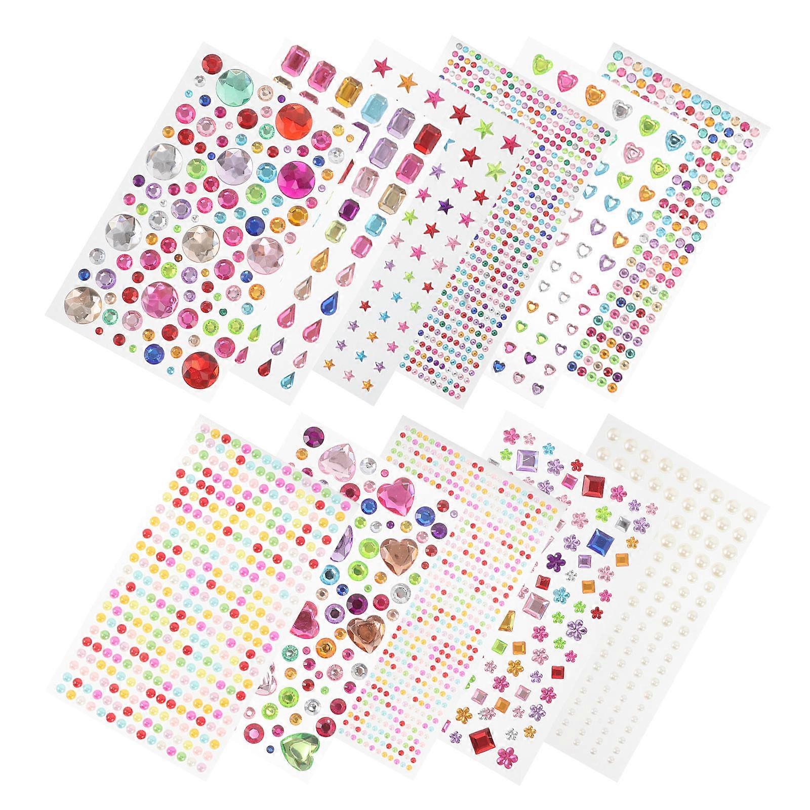 Crystal Rhinestone Stickers Acrylic Gemstone Decals for Decoration 33 Sheets