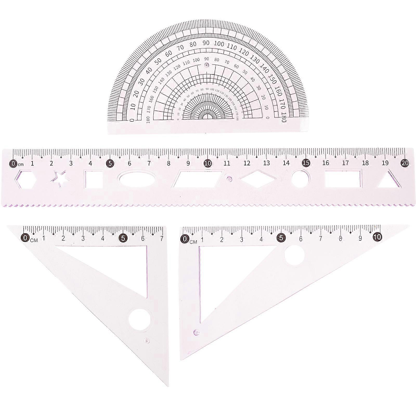 Multi-Functional Ruler Geometry Protractor for Students 3Sets
