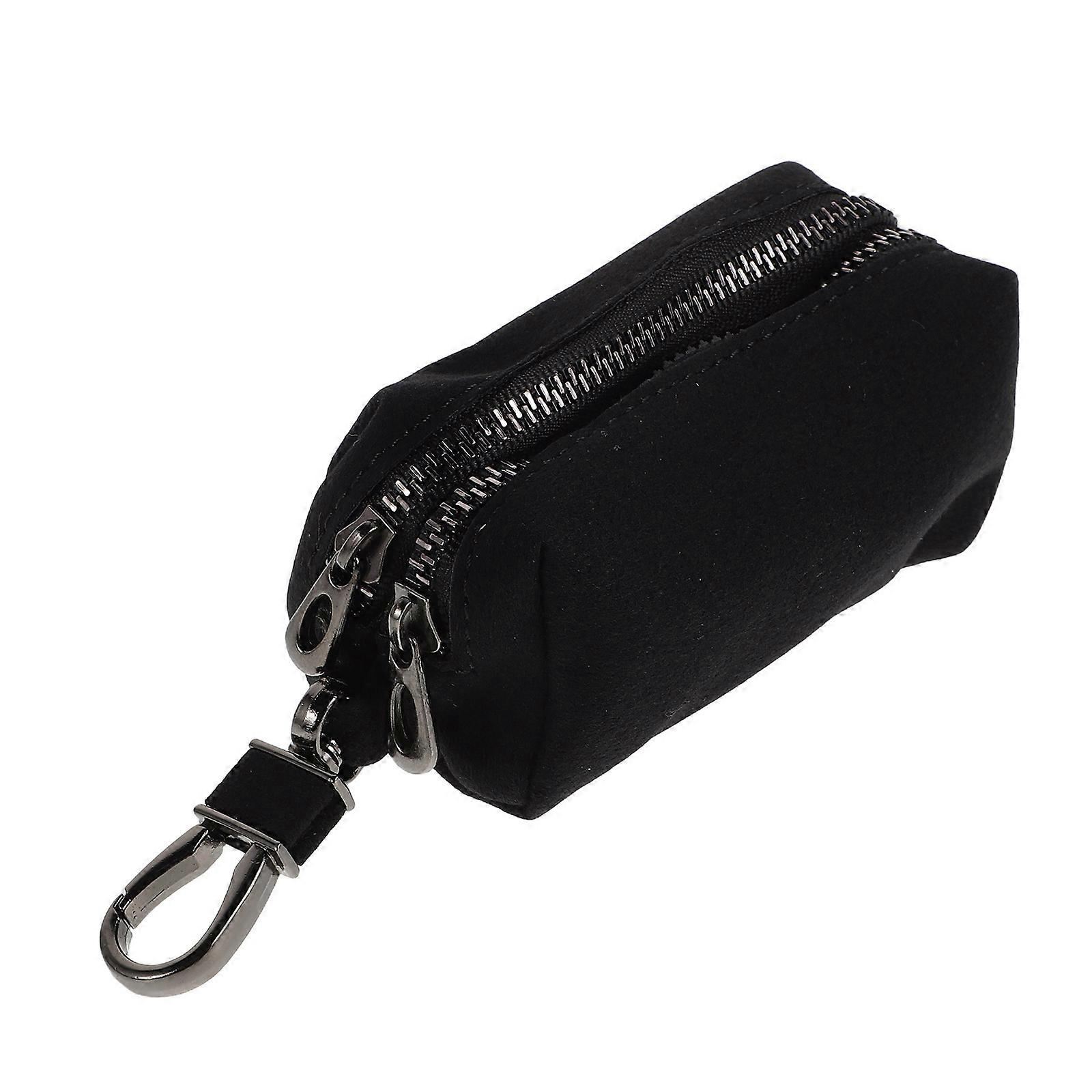 PU Car Key Case Key Wallet with Zipper for Storage Use Black