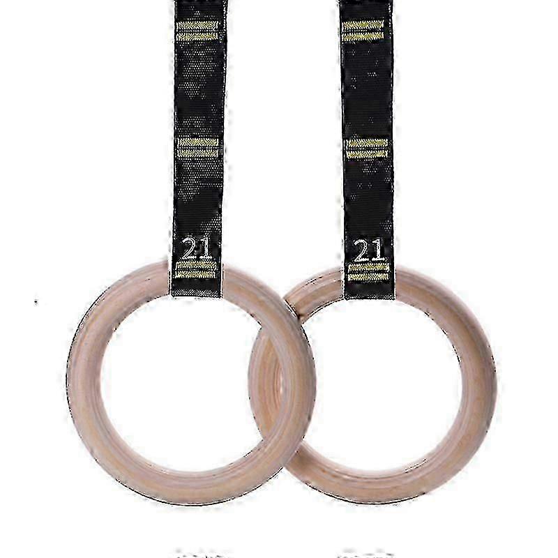 Wooden Gymnastic Rings Including Suspension Straps - Set 2-6 Meters Long - Adjustable Gymnastic Rings,
