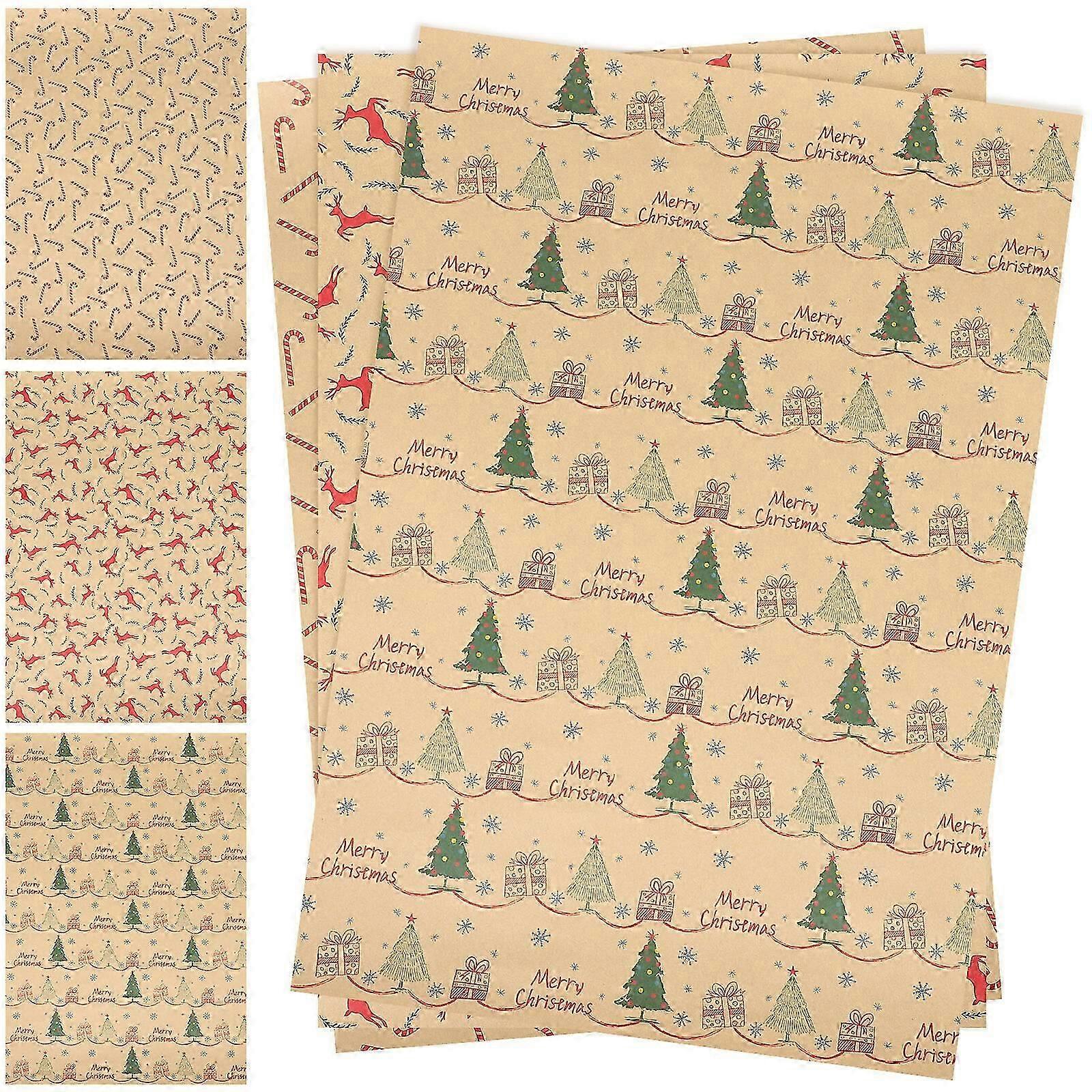 Xmas gift wrapping paper Christmas themed 6 sheets