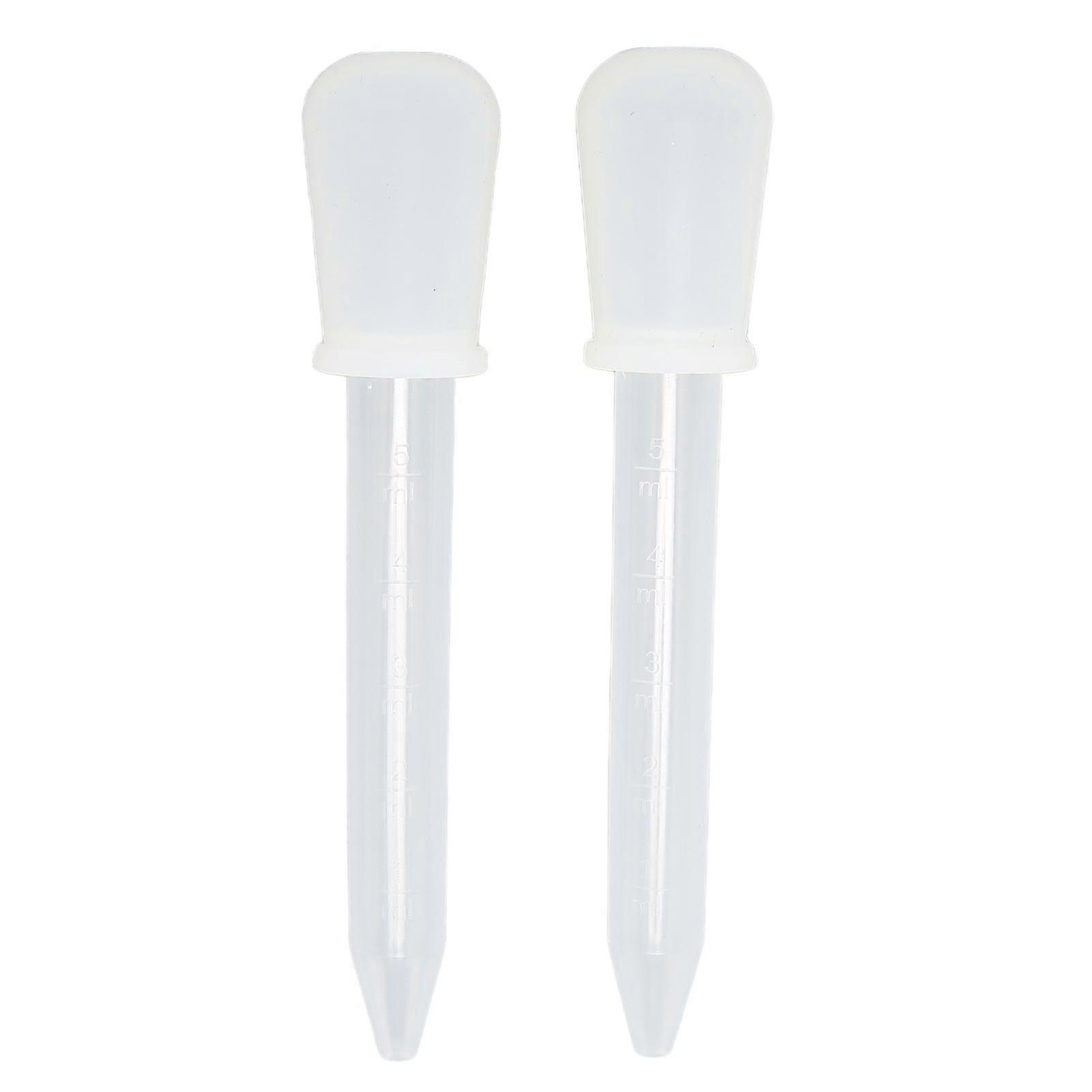 2pcs Liquid Dropper 5ml Capacity Safe Reliable Light Weight Compact Portable Pipettes for Scientific ExperimentsWhite