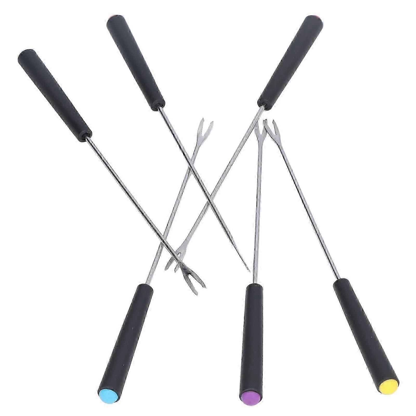 Fondue forks Set, 6pcs stainless steel Fondue Forks color coding long forks for cake chocolate fruits cheese,