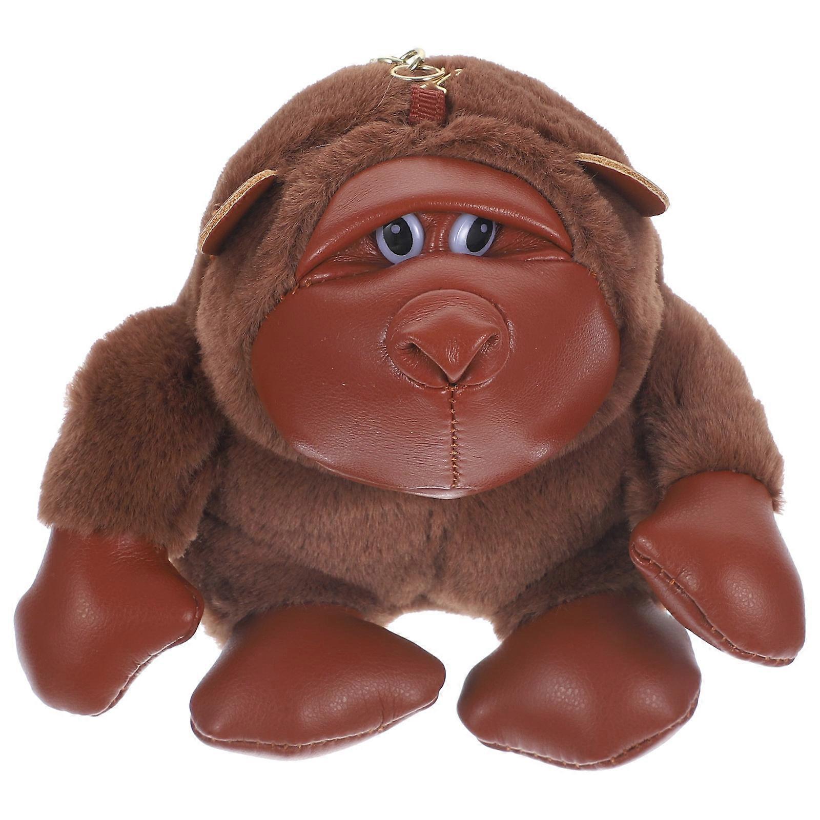 Brown Plush Gorilla Keychain Pendant for Hanging Keys 5Pcs Plush Dolls
