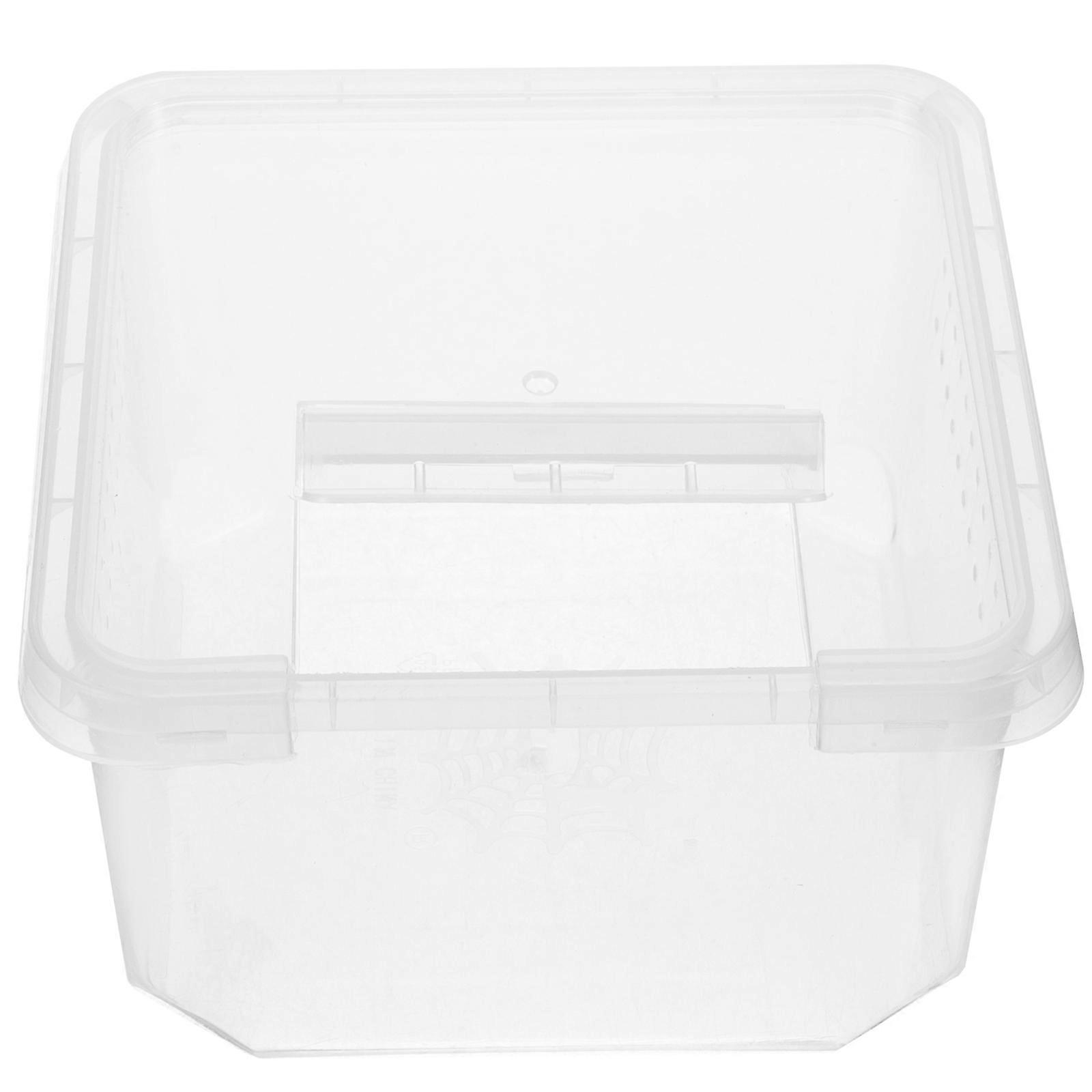 Clear Plastic Reptile Feeding Box for Habitat Use 4Pcs Set