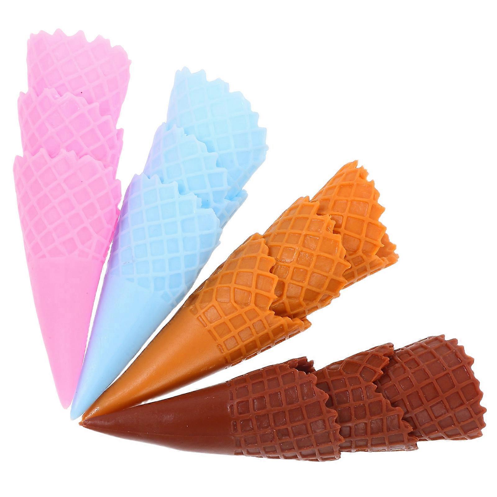 Realistic Ice Cream Cone Model for Decor 12Pcs Fake Cone Props for Pretend Play