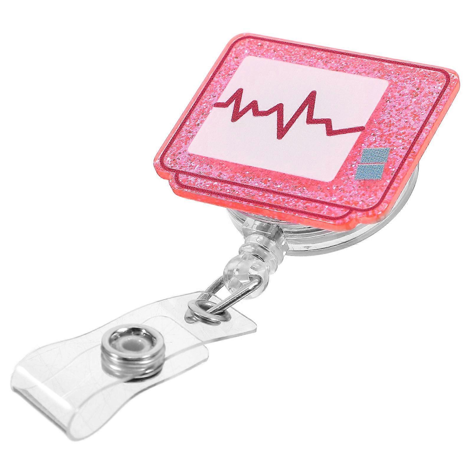 Multi-Function Nurse Badge Buckle Acrylic Card Holder 3Pcs Pink