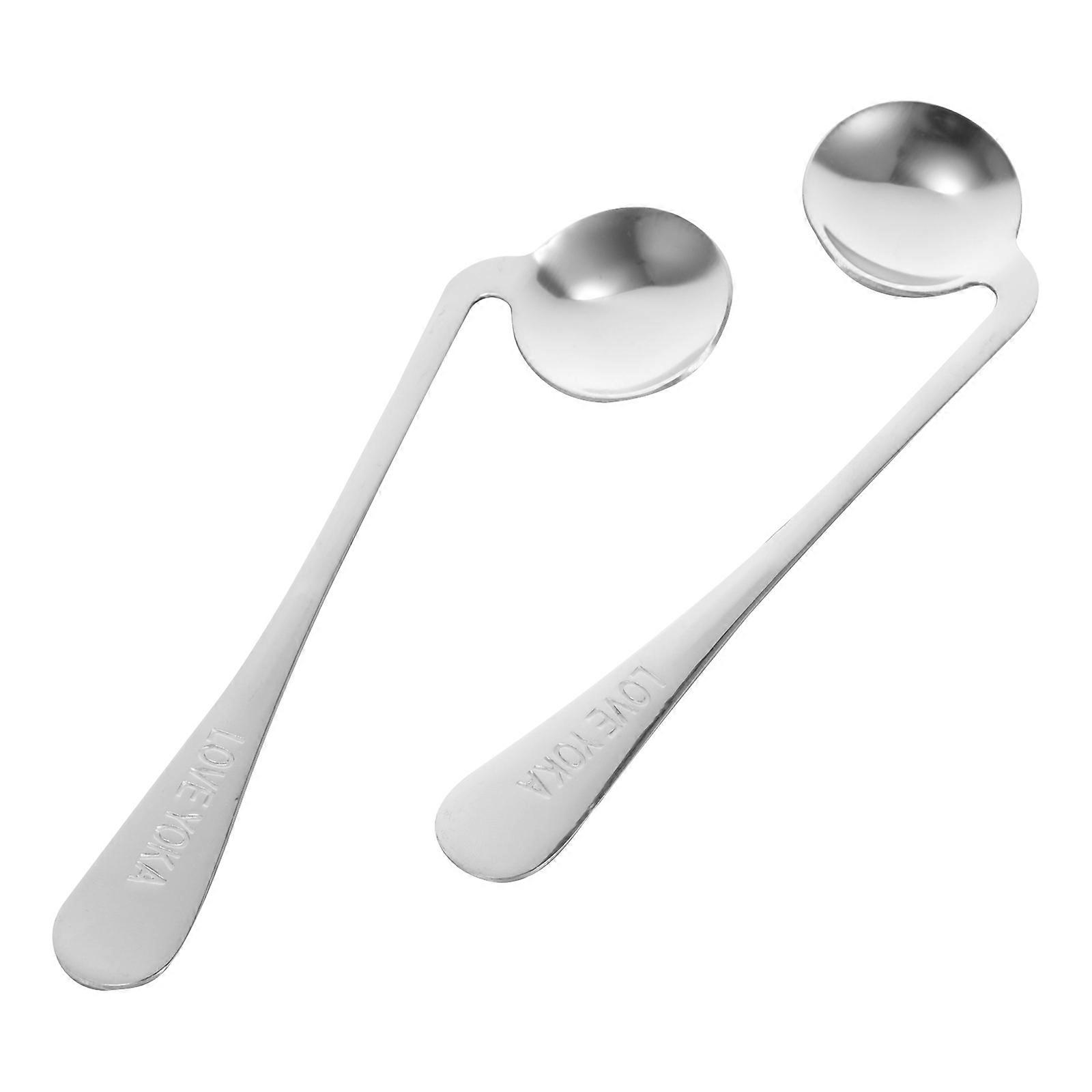 Creative Children's Elders Soup Spoon 2Pcs Home Use Silver Kitchen Utensils Safe Grip