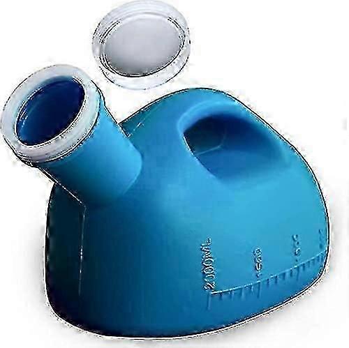 2000ml/66oz Large Capacity Splash Proof Men Urinal With Lid for Hospital, Incontinence, Elderly, Travel, Camping, Blue