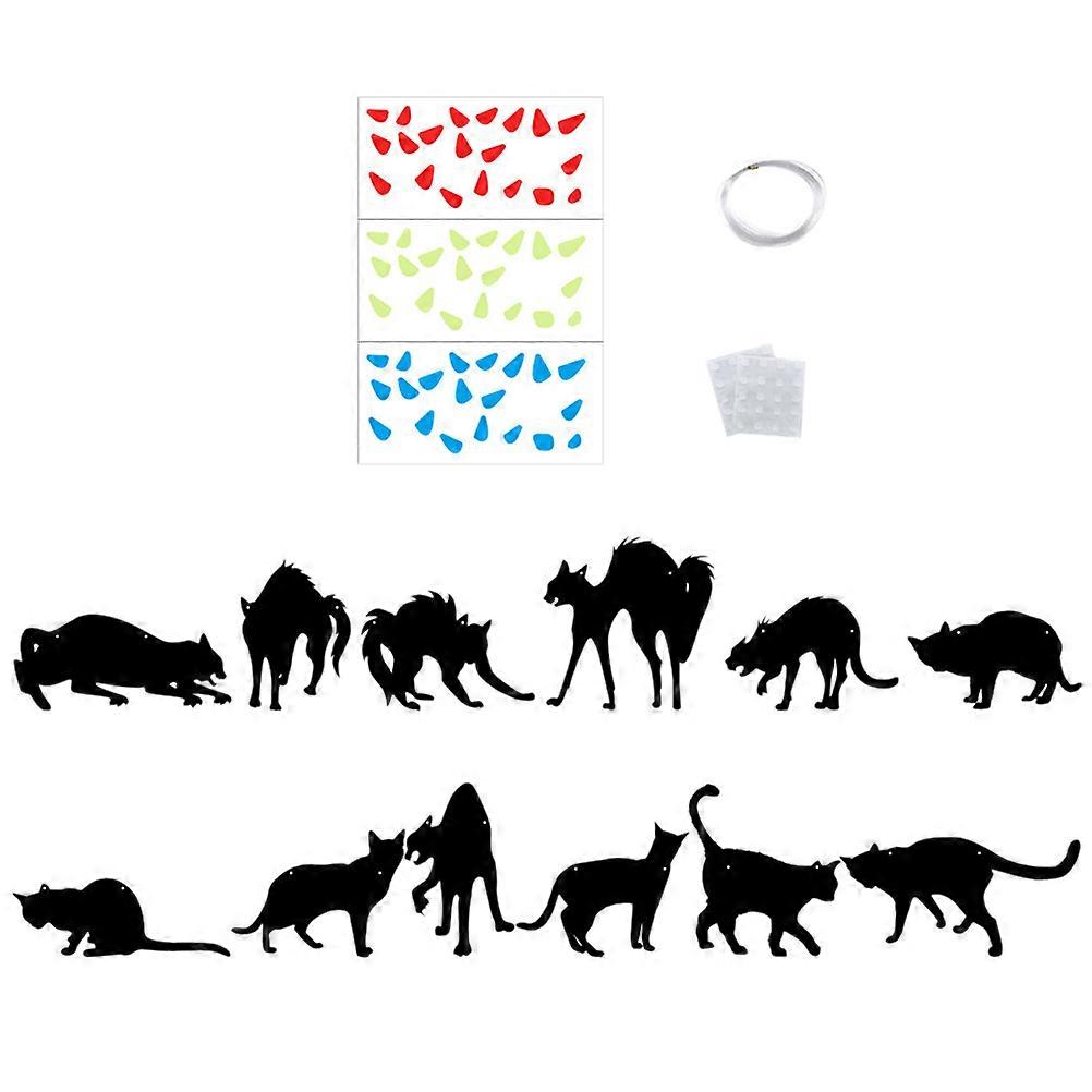 Glow in The Dark Cat Pendants Wall Decal Stickers for Halloween Decoration in Black Pp Material 1 Set