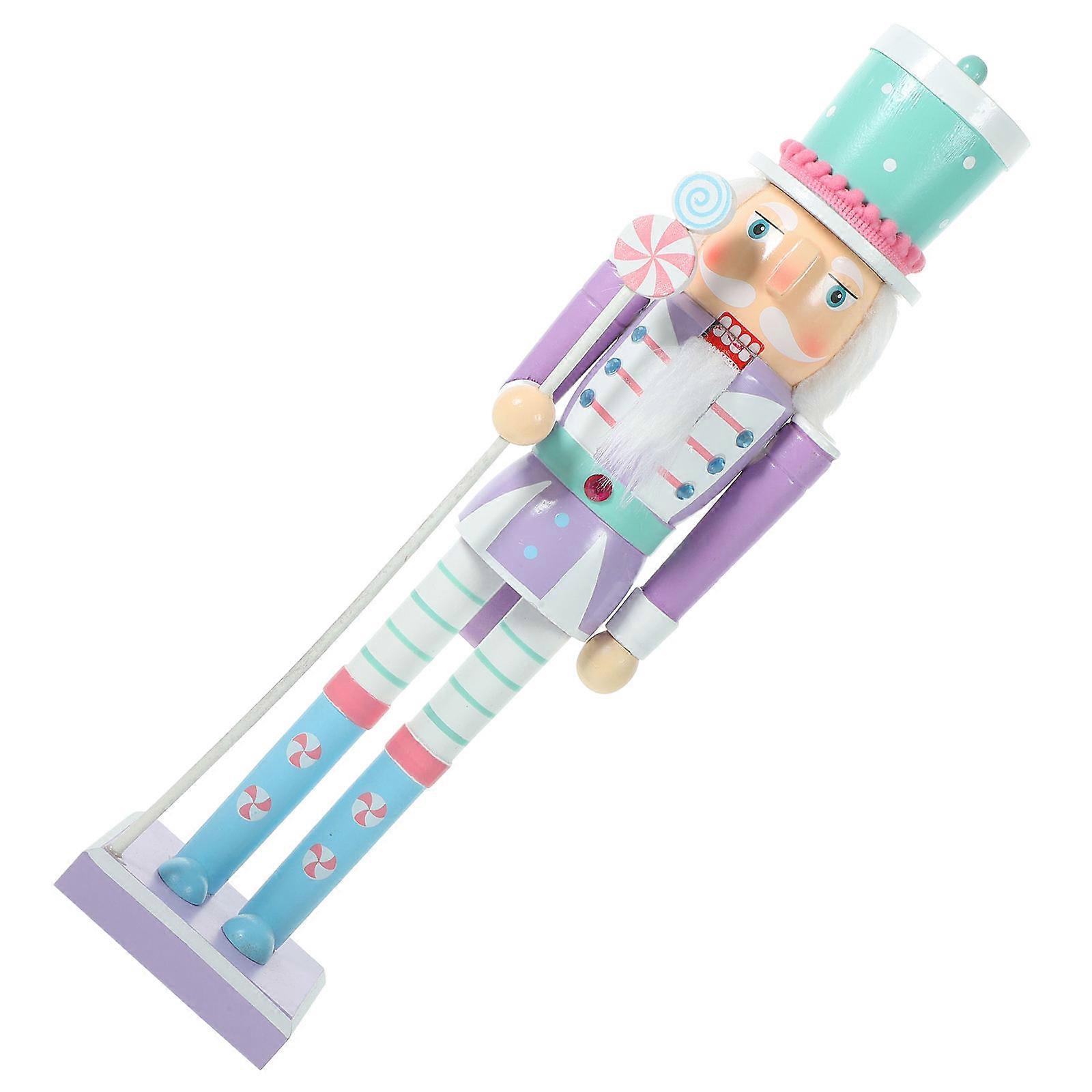 Xmas Nutcracker Puppet Figure Wooden Decoration 2Pcs Set