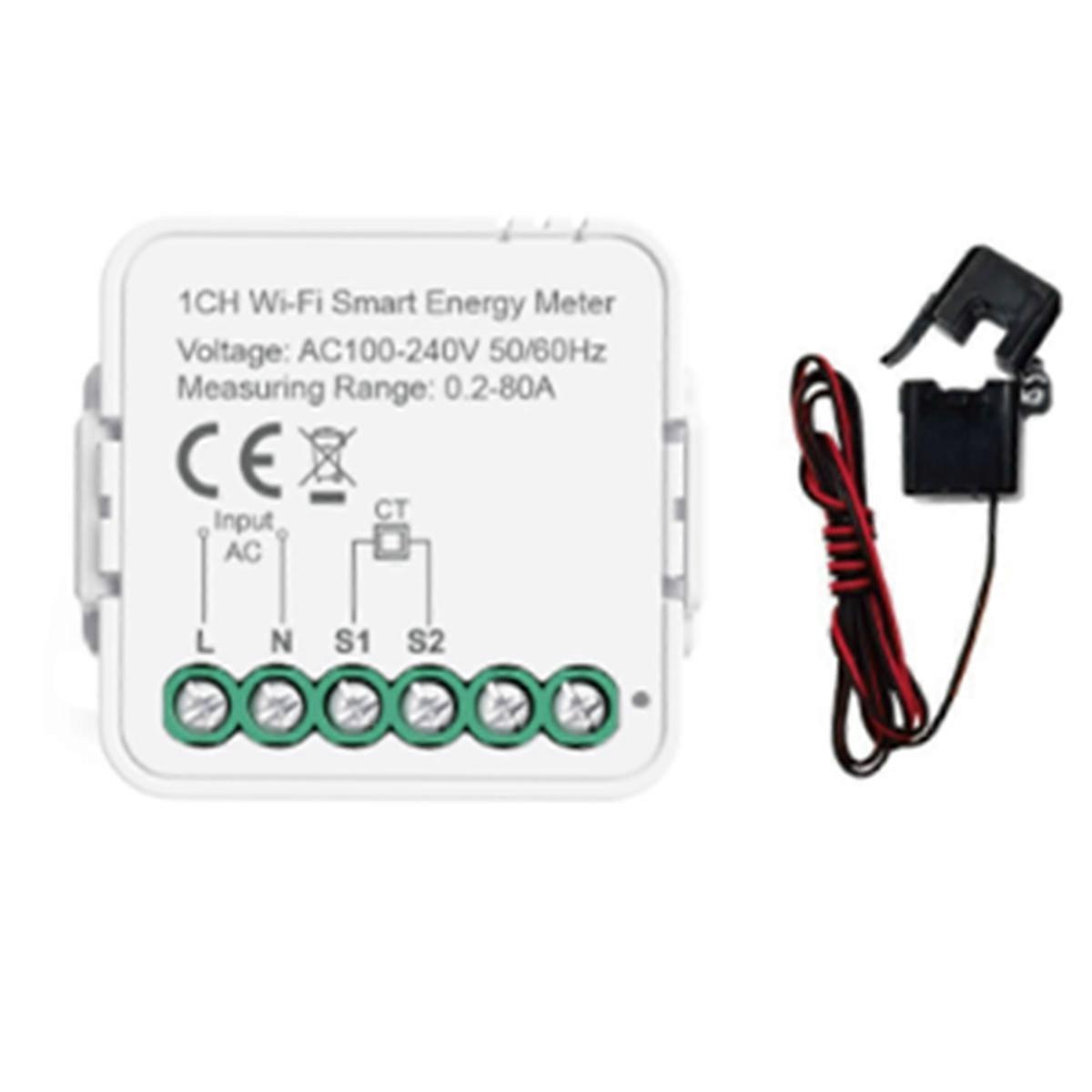 Tuya Smart WiFi Energy Meter Current Sensor Statistician 80A Home Power Monitor AC100-240V Single P