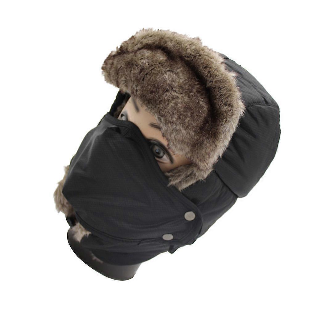 Neck Protection Ski Hat Winter Cotton Hat for Keep Warm 2Pcs Black